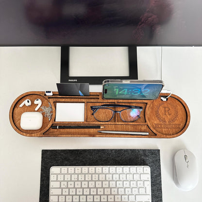 Organisateur de Bureau en Bois Massif